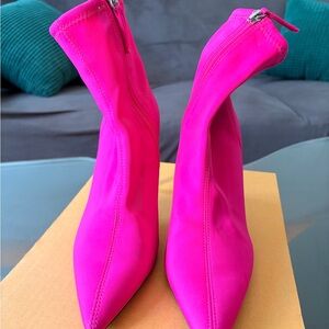 Zara Hot Pink Pointed Toe Ankle Boots